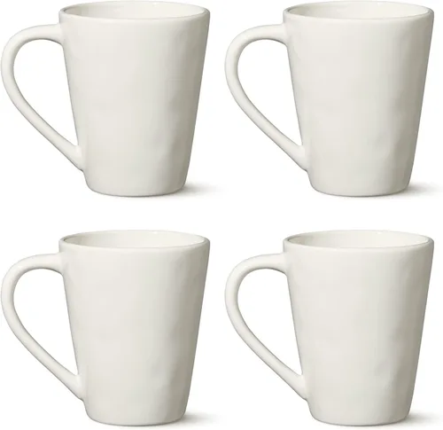 Linen Cream - Juego de 4 tazas de cerámica de 14 onzas – Tazas de café y té de cerámica neutra modernas para momentos acogedores, uso diario y