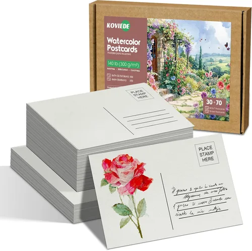 Miniatura 11 de Paquete de 30 tarjetas de acuarela en blanco con sobres de 5 x 7 pulgadas, 140 libras/10.58 oz/m², 100 % algodón, no plegado, sin ácidos, papel