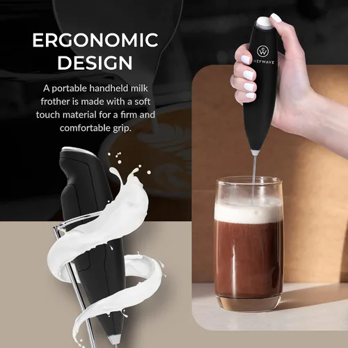 Miniatura 4 de Chefwave Potente espumador de leche eléctrico con soporte Espumador de leche mezclador de bebidas de mano y batidor de matcha