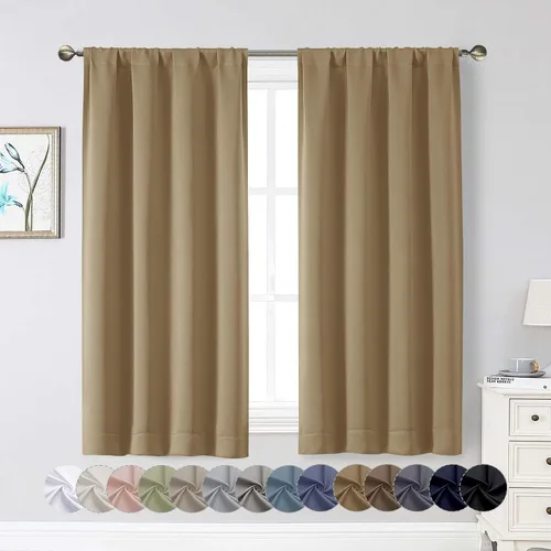 Miniatura 85 de Cortinas opacas para dormitorio, sala de estar, juego de 2 paneles de 54 pulgadas de largo, cortinas de oscurecimiento de habitación con aislamiento