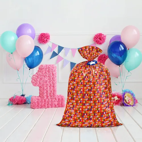 Miniatura 5 de WRAPAHOLIC Bolsa de regalo de plástico grande de 56 pulgadas para cumpleaños, bolsa roja para bicicleta, envoltura de regalo para baby shower, 1