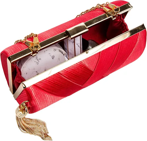 Miniatura 7 de Elegante bolsa de noche de seda con colgante de borla para mujer bolso de mano para novia boda graduación fiesta de salida nocturna