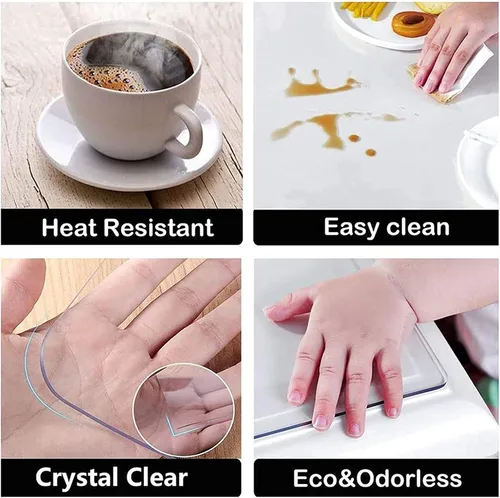 Miniatura 5 de Mantel de PVC transparente transparente para mesa de escritorio, protector de mesa, resistente al agua, de vidrio suave, tamaño personalizado 0.039