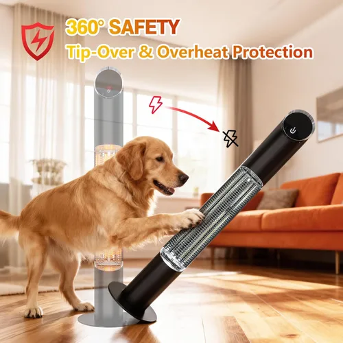 Miniatura 5 de Calentador eléctrico Outdoot independiente, calentador infrarrojo para exteriores e interiores, calentador de garaje eléctrico de 1500 W, control