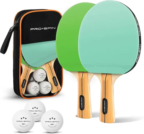 PRO-SPIN Paletas de ping pong – Juego de alto rendimiento con raquetas de tenis de mesa premium, pelotas de ping pong de 3 estrellas, estuche de Set