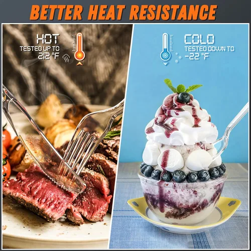 Miniatura 5 de Juego de 360 piezas de cubiertos de plástico plateado resistente, 120 tenedores, 120 cucharas, 120 cuchillos, cubiertos desechables plateados