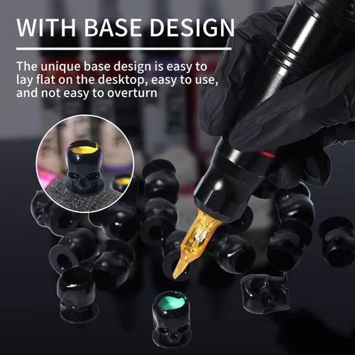 Miniatura 3 de 200 tapas de tinta desechables para tatuaje, vasos de plástico con base para pigmento de maquillaje permanente, suministros de accesorios