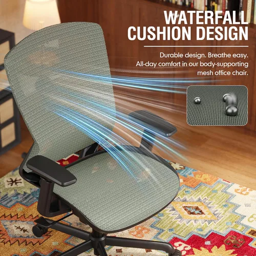 Miniatura 10 de ELABEST T96 - Silla de oficina de malla, silla ergonómica para escritorio y computadora, silla de tarea resistente - Soporte lumbar y reposabrazos