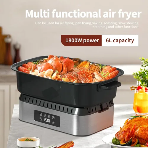 Miniatura 2 de Freidora de aire de 6.2 cuartos con olla multifunción, 5 en 1 para freír al aire, freír, hervir, guisar y saltear, olla extraíble, control