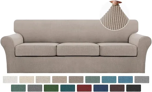 Miniatura 71 de Turquoize 2 fundas para sillas de sala de estar, funda de sofá con fundas de cojín individuales, funda de muebles para sillas (silla, beige biscotti)