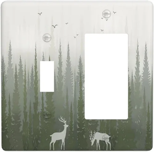Miniatura 73 de Cubiertas de Tomacorrientes con Paisaje Brumoso de Pinos del Bosque Naturaleza 1 Gang Dúplex Placa Frontal de Receptáculo Eléctrico Cubierta