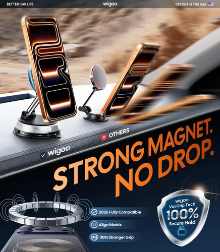 Miniatura 3 de Wigoo Soporte de teléfono de coche mejorado 2026 para Magsafe [succión de 98 libras y 3000 gf magnético] Soporte de automóvil ajustable en 360°