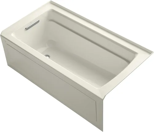 Miniatura 2 de KOHLER 1123-LAW-0 Archer - Bañera de alcoba de 60 x 32 pulgadas con superficie calentada, delantal integral, brida de azulejos y drenaje a la Blanco