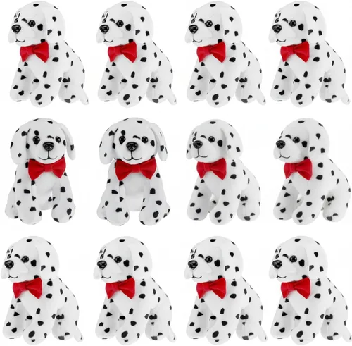 Miniatura 8 de Jiuguva 6 juguetes de peluche para perros dálmatas, perros manchados, realistas, suaves, dálmatas, recuerdos de fiesta para Halloween, carnaval