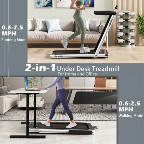 Miniatura 2 de Goplus 2 in 1 Folding Treadmill, 2.25HP Superfit Under Desk Electric Treadmill, Installation-Free with Remote Control, APP Control and LED Display