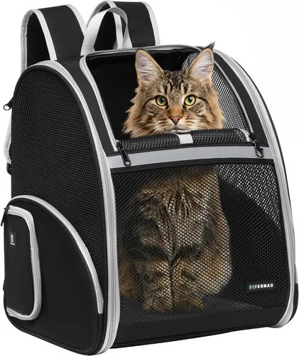 Miniatura 12 de Mochila Transportadora para Gatos para Perros Pequeños y Gatos Medianos, Cachorro, Gatito, Conejo, Mochila Transportadora de Mascotas Plegable