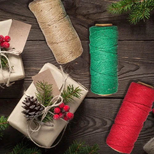 Miniatura 7 de Doumeny 6 rollos de cordel de algodón de Navidad de 984 pies de cuerda de algodón para panaderos de Navidad, cuerda de algodón rojo, verde y blanco