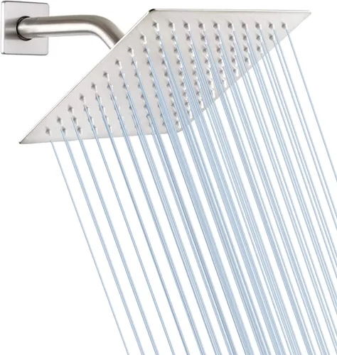 Miniatura 12 de Cabezal de Ducha Cuadrado de Alta Presión de 12 Pulgadas, Cabezales de Ducha Grandes de Acero Inoxidable, Ducha de Baño de Lluvia Ultra Delgada