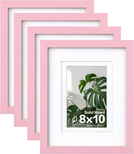 Miniatura 93 de Egofine Juego de 4 portarretratos de 4 x 6, hechos de madera maciza cubierta de plexiglás de 3 x 4.5 pulgadas y 3.5 x 5 pulgadas con paspartú o de 4
