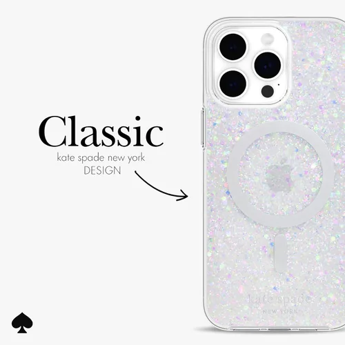 Miniatura 4 de Kate Spade New York Funda para iPhone 15 Pro Max, compatible con la funda MagSafe para teléfono, purpurina gruesa iridiscente
