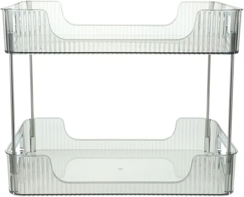 Alipis Organizador de encimera de baño de 2 niveles, bandeja de perfume transparente, organizador decorativo para el cuidado de la piel, estante