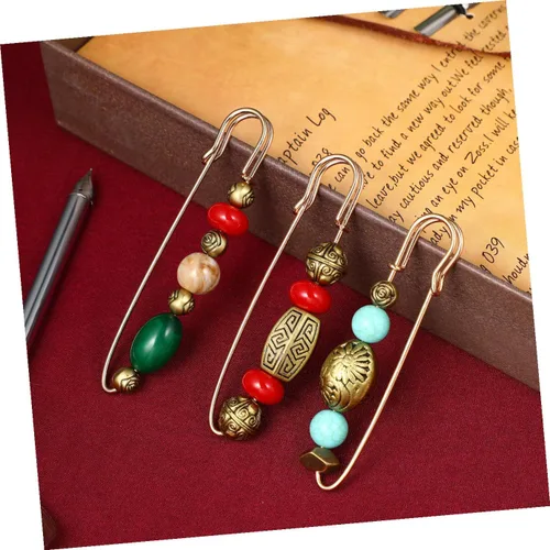 Miniatura 5 de ABOOFAN Conjunto de broche de perlas, suéter, chal, cintura, pantalones, extensor, suéter de seguridad, chal, broche vintage para mujer, ropa