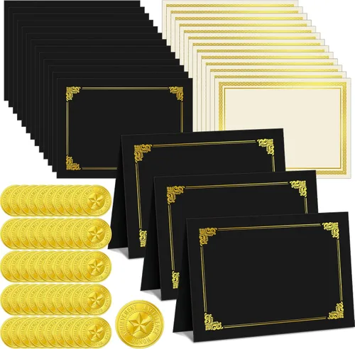 Miniatura 8 de El kit de certificado de 150 piezas incluye 50 soportes para certificados, cubiertas de diploma, 50 piezas de papel de certificado con borde de Como