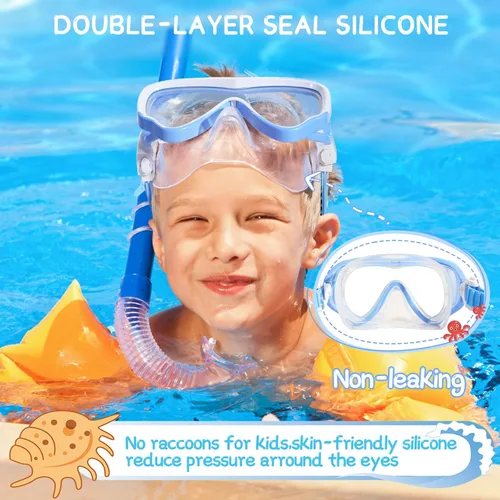 Miniatura 4 de Water Space Kids Swimming Goggles Swim Mask with Nose Cover for Kids Youth 3-15, Anti-Shattered Lens UV Protection No-leak Azul (1 paquete)