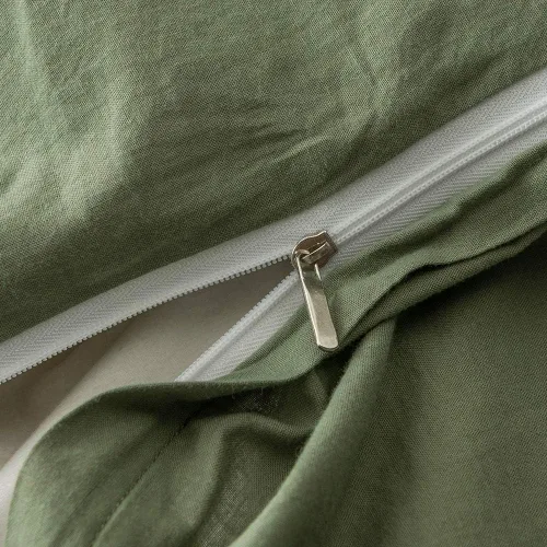 Miniatura 4 de Juego de funda de edredón tamaño individual, ropa de cama de algodón lavado verde salvia, 2 piezas, 1 funda de edredón, 1 funda de almohada, súper