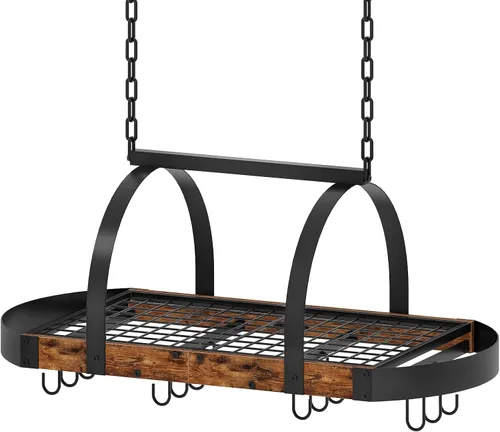 Miniatura 12 de CHOEZON Estante para ollas colgante, colgador de ollas para la cocina, soporte para ollas montado en el techo, organizador de utensilios de cocina