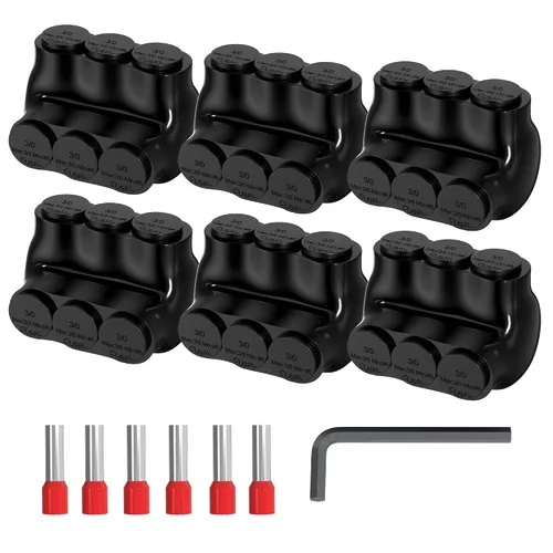 Miniatura 8 de Joinfworld Conector Multipuerto Aislado de 3 Puertos Conectores de Alambre de Aluminio a Cobre 4-14AWG Entrada de Un Solo Lado Conectores de Cable 3