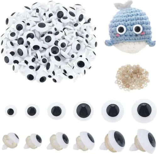 PH PandaHall 240 juegos de ojos de seguridad, 6 tamaños, ojos de ganchillo, ojos amigurumi, ojos de animales de peluche, ojos artesanales con