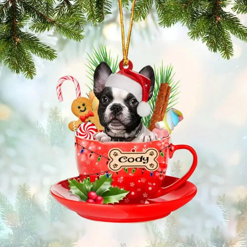 Miniatura 48 de NAZENTI Adorno personalizado de Alaskan Malamute en taza roja, adorno de Navidad personalizado para perros amantes de las mascotas, colgante