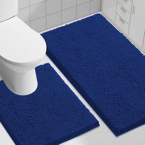 Miniatura 9 de Smiry Juego de 2 alfombras de baño, felpilla suave y absorbente, lavable a máquina, antideslizantes, para bañera, ducha y suelo
