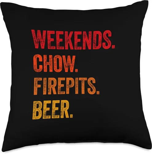 Miniatura 4 de Distressed Puppy Chow Hiking & Camping Gifts Weekends Chow Firepits Beer Funny Dog Throw Pillow, 16x16, Multicolor