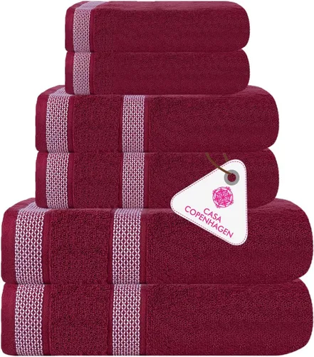 Miniatura 48 de CASA COPENHAGEN Juego de 6 toallas de palomitas de maíz, color azul polvoriento, 21.16 oz/m², 2 toallas de baño, 2 toallas de mano y 2 toallas