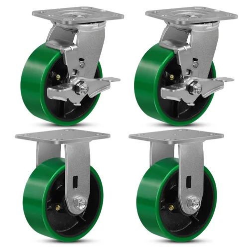Miniatura 45 de Ruedas giratorias, ruedas industriales de 4 pulgadas resistentes, poliuretano en rueda de acero, ruedas giratorias de placa superior