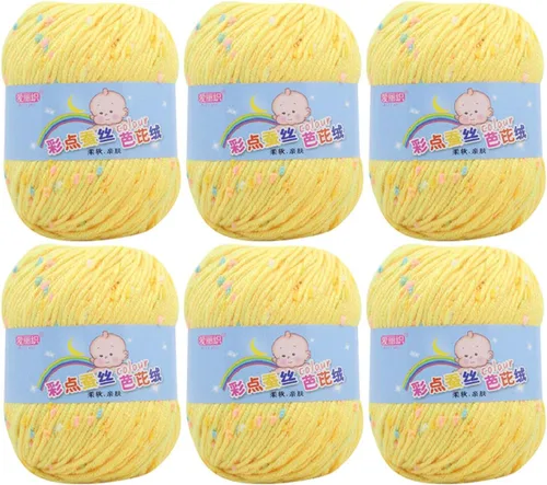 Miniatura 15 de Paquete de 6 hilos de ganchillo de algodón colorido para tejer suéter súper suave para mantas de bebé y ropa, sombrero, bufanda, 10.58 oz
