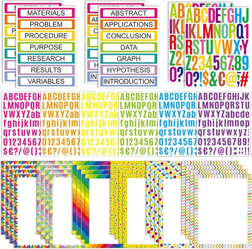 Miniatura 13 de PerKoop 36 Hojas Tableros de Póster para Feria de Ciencias Suministros 24 Subtítulos de Presentación Autoadhesivos 4 Títulos de Proyectos de Feria