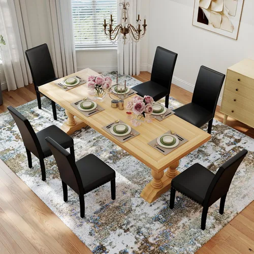 Miniatura 9 de LSSPAID Juego de 2 sillas de comedor tapizadas de tela con ribete de cabeza de clavo y patas de madera maciza para el hogar y la cocina, color gris
