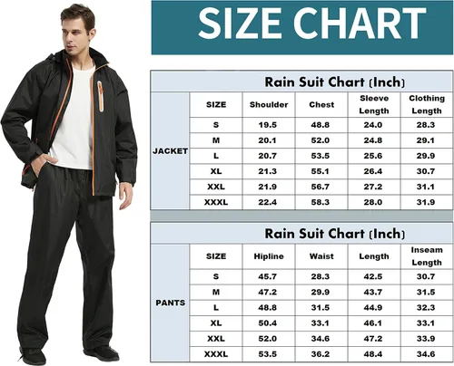 Miniatura 6 de JAEZZIY Trajes de lluvia para hombre impermeables