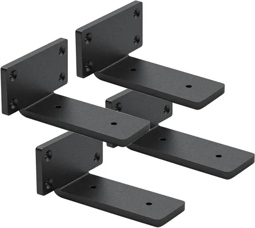 Miniatura 23 de Paquete de 4 soportes de estante flotantes de 8 pulgadas, soporte de estante oculto de 1/5 pulgadas de grosor, soportes de metal de hierro