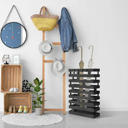 Miniatura 5 de Tudomro Soportes de paraguas para entrada, soporte de paraguas de metal grande de 3.94 x 11.81 x 16.93 pulgadas con bandeja de agua extraíble y Negro