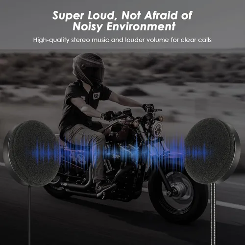 Miniatura 6 de Auriculares Bluetooth 5.3 para casco de motocicleta con batería de 900 mAh, auriculares inalámbricos para exteriores manos libres, control