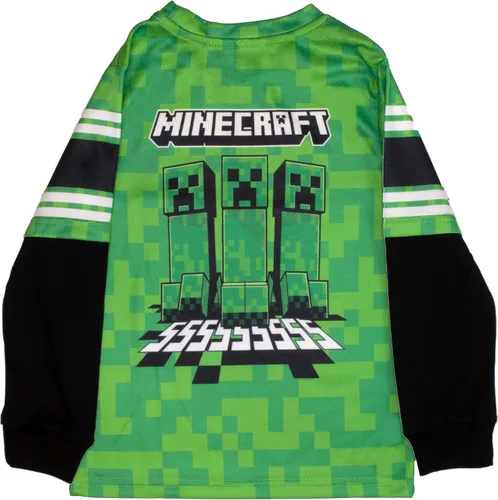 Miniatura 4 de Minecraft Juego de 2 piezas de videojuego, camiseta y pantalones de malla activa de manga larga para niños, paquete de 2