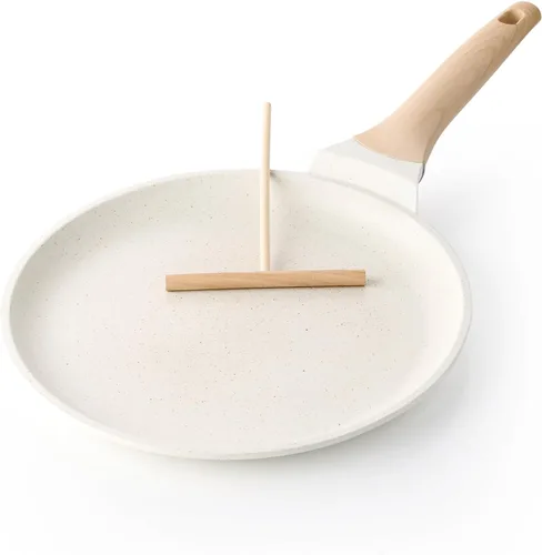 Miniatura 8 de Kordisen - Sartén antiadherente para crepas de 12 pulgadas con esparcidor, revestimiento de granito para tortillas y panqueques, fondo plano