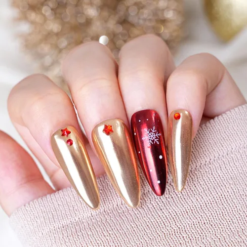 Miniatura 7 de Pretty Diva Polvo Cromado para Uñas - Polvos Cromados para Uñas con Efecto Espejo Dorado Champán, Polvo Cromado Metálico Resaltador para Arte