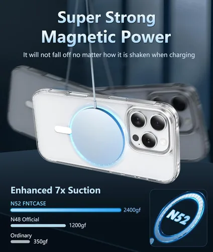 Miniatura 81 de FNTCASE Funda para iPhone 13 Pro-Max: Fundas magnéticas transparentes compatibles con Magsafe Slim anti amarillamiento protección contra caídas