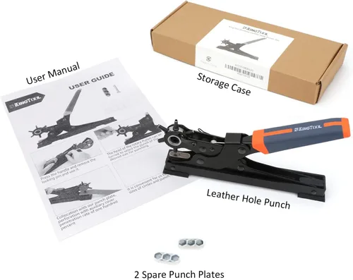 Miniatura 2 de KingTool Juego de perforadores de cuero de escritorio, perforador giratorio súper resistente, herramienta para hacer varios tamaños de agujeros
