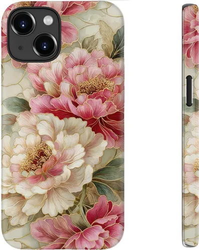Miniatura 46 de bemal Funda para iPhone 12 Mini, estética, vintage, floreciente, peonía, concha, femenina, compatible con MagSafe, moderna, única, moderna, moderna